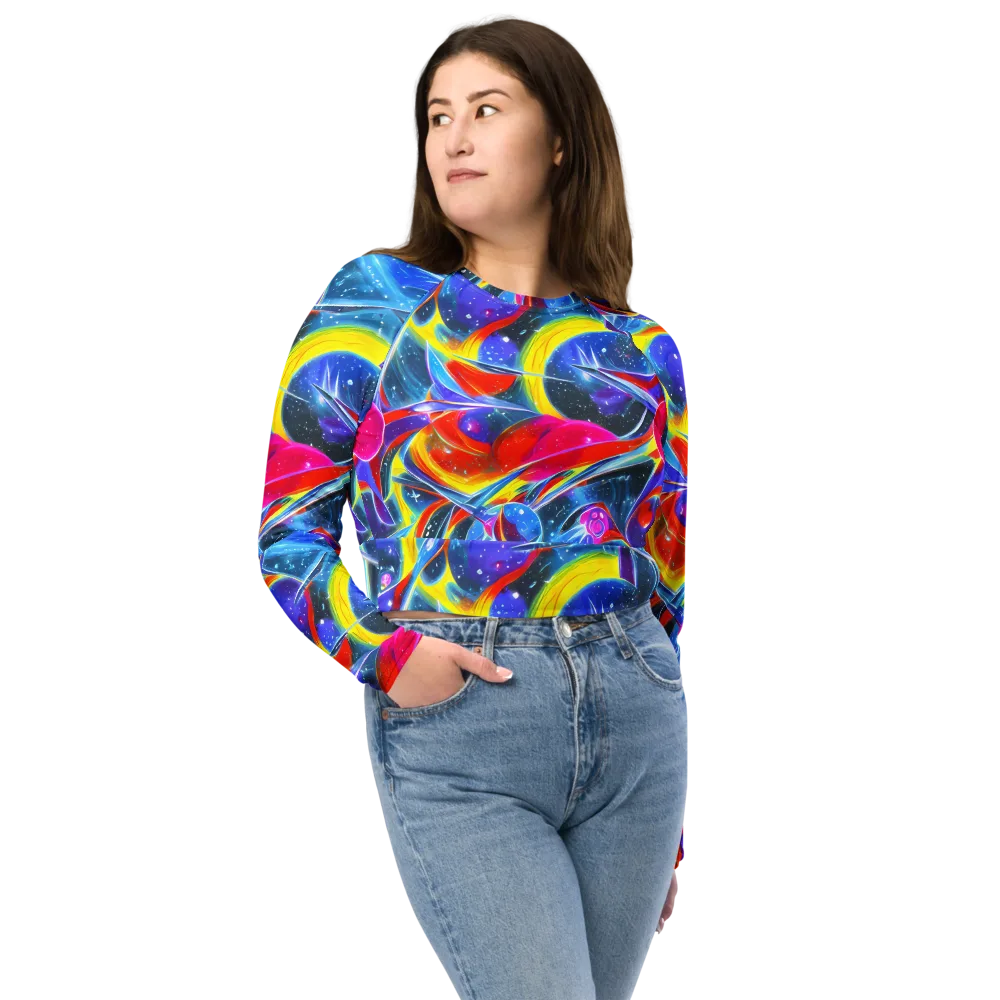 Prismatic Marbles on Long Sleeve Crop Top — Front