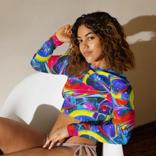 Prismatic Marbles on a Long Sleeve Crop Top