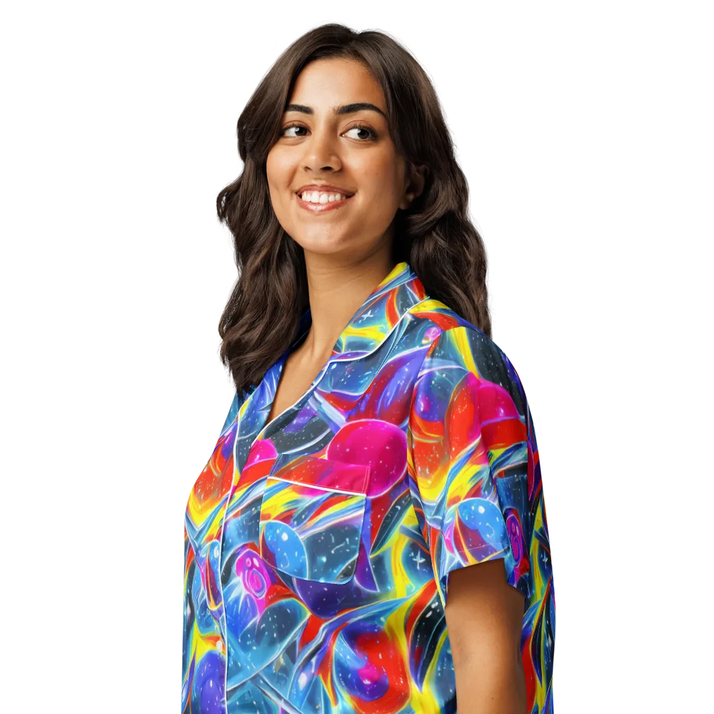 Prismatic Marbles on Women's Short Sleeve Pajama Top — Left Front