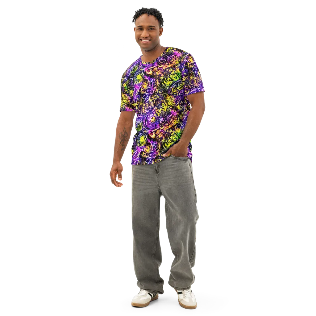Psychedelic Prism on Men's Cotton Crew Neck T-Shirt — Front