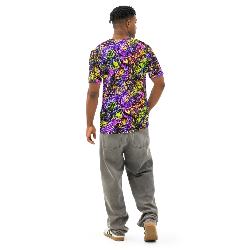 Psychedelic Prism on Men's Cotton Crew Neck T-Shirt — Back