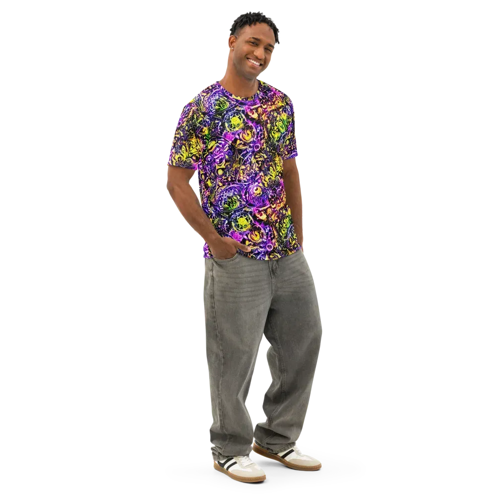 Psychedelic Prism on Men's Cotton Crew Neck T-Shirt — Right Front