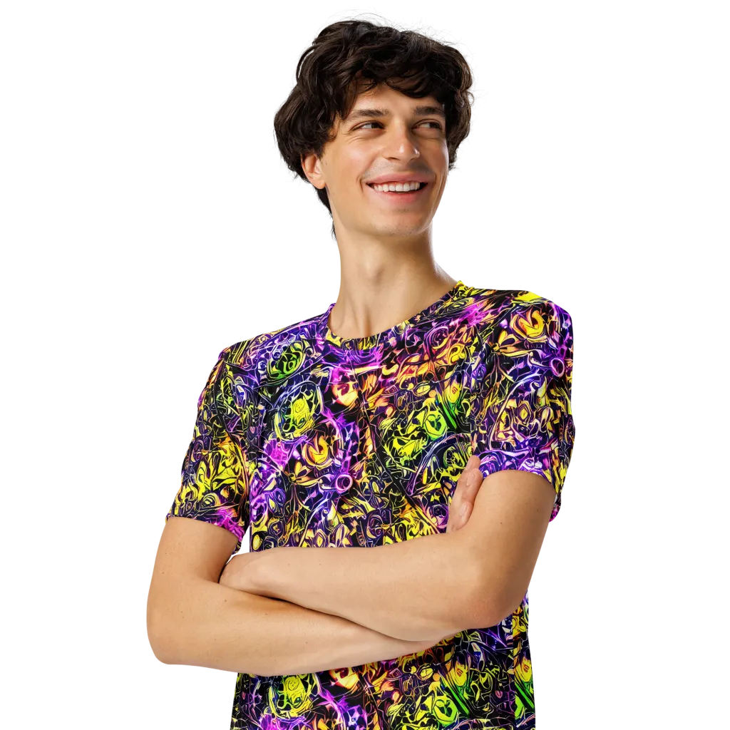 Psychedelic Prism on Men's Crew Neck T-Shirt — Left Front