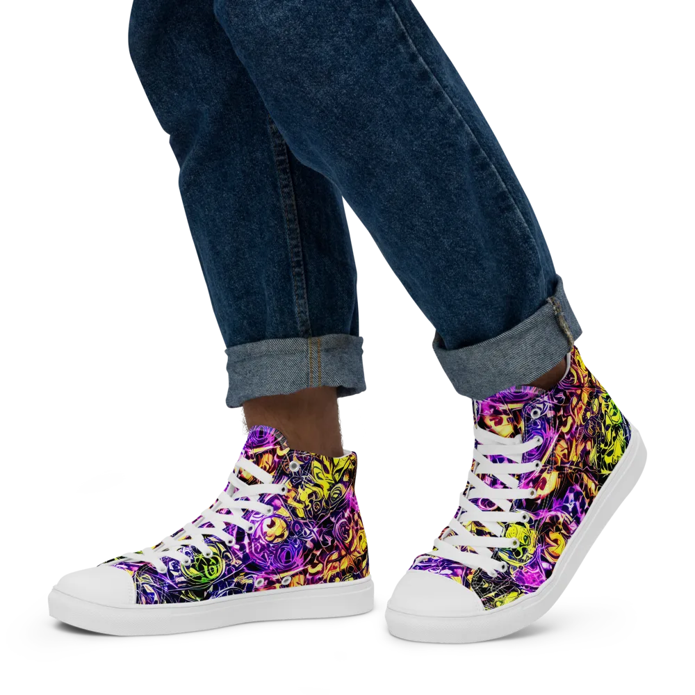 Psychedelic Prism on Men's High Top Canvas Shoes — Left
