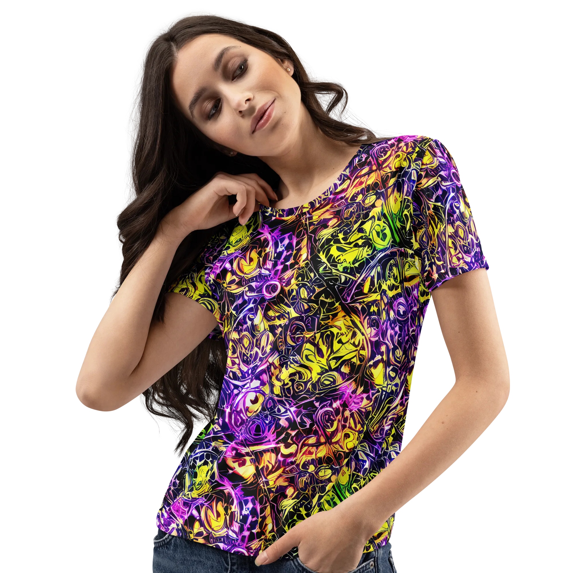 Psychedelic Prism on Women's Crew Neck T-Shirt — Left Front