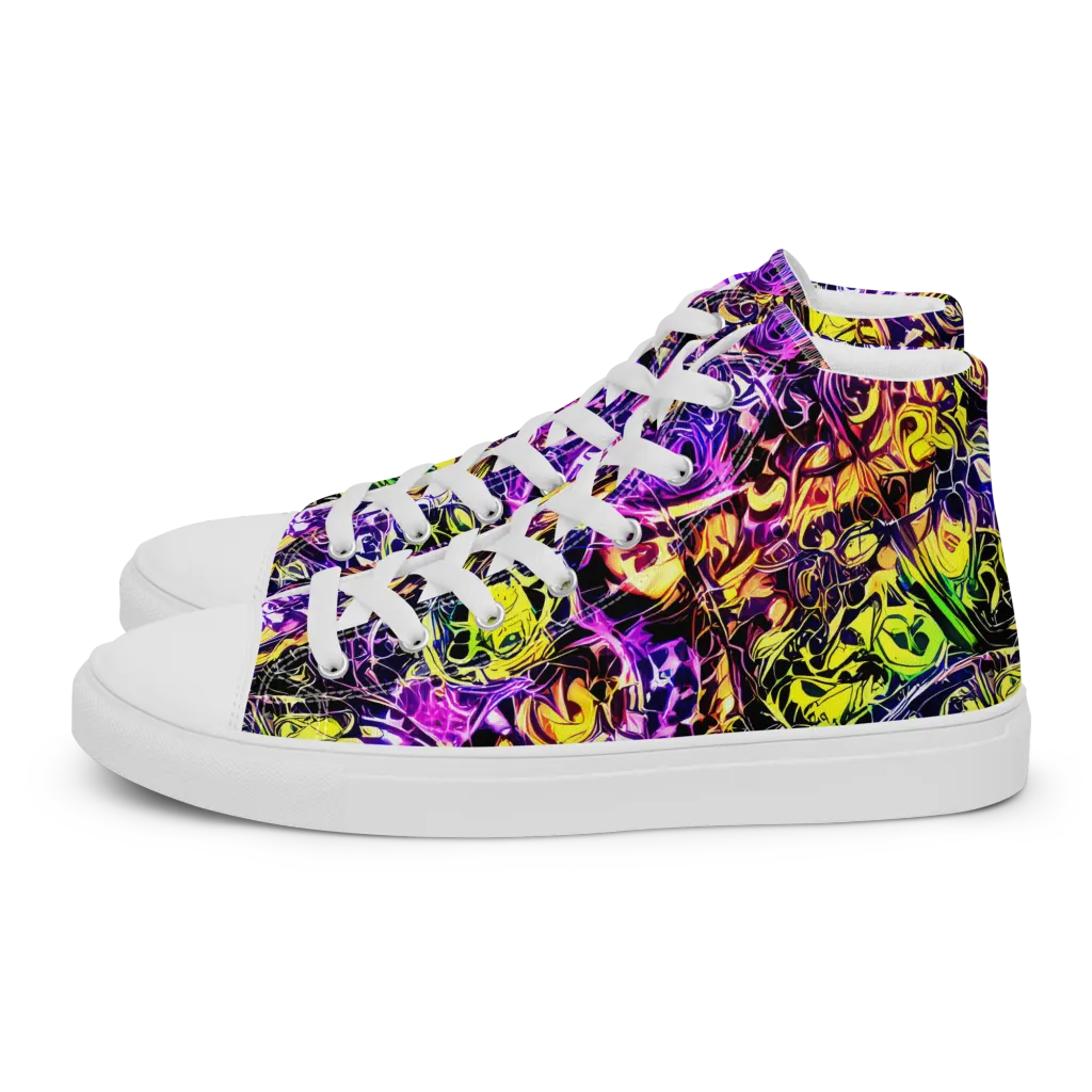 Psychedelic Prism on Women's High Top Canvas Shoes — Left