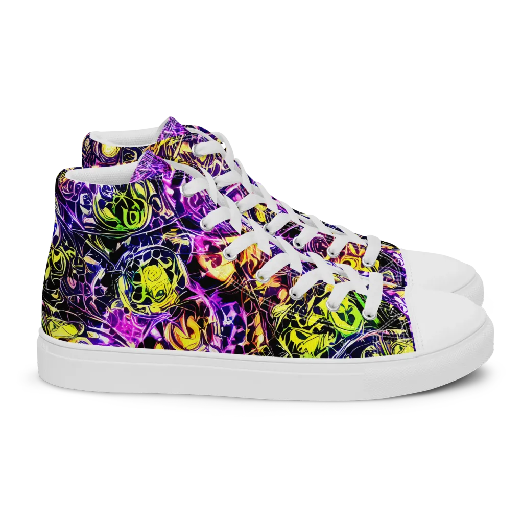 Psychedelic Prism on Women's High Top Canvas Shoes — Right