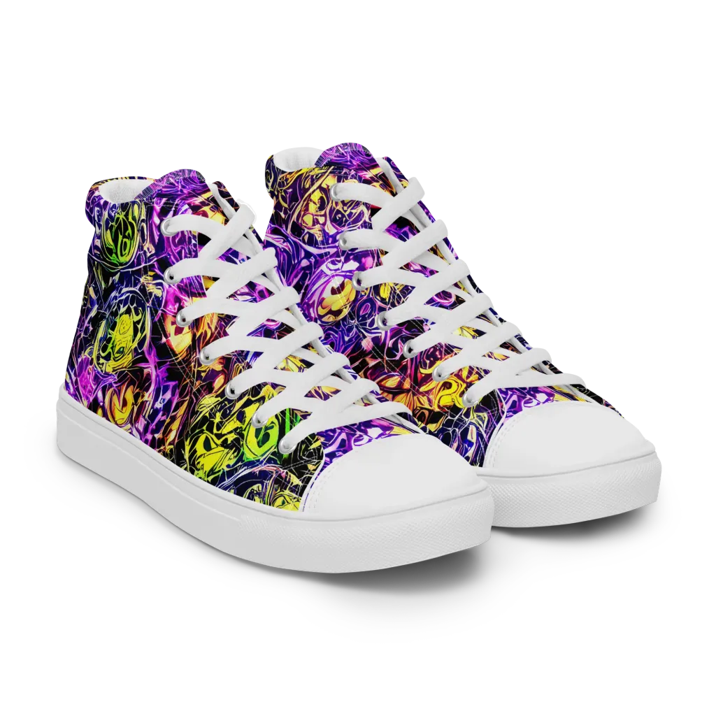 Psychedelic Prism on Women's High Top Canvas Shoes — Right Front
