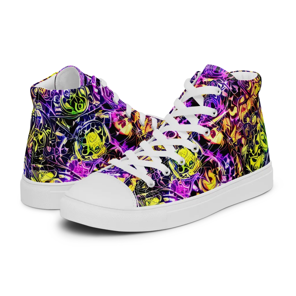 Psychedelic Prism on Women's High Top Canvas Shoes — Left