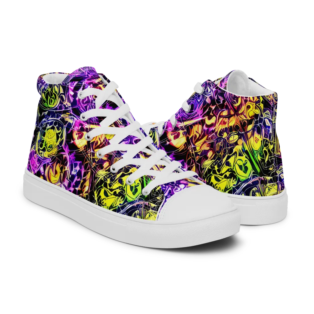 Psychedelic Prism on Women's High Top Canvas Shoes — Right