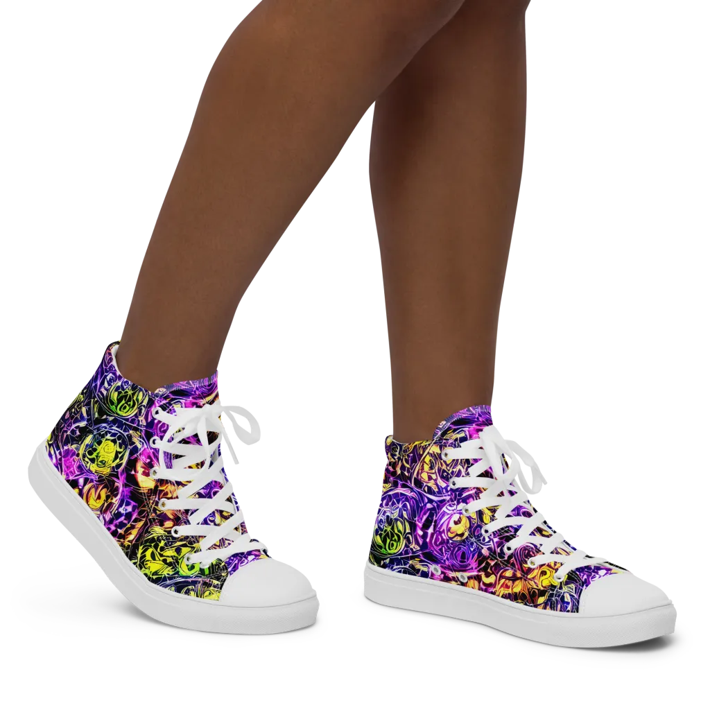 Psychedelic Prism on Women's High Top Canvas Shoes — Right
