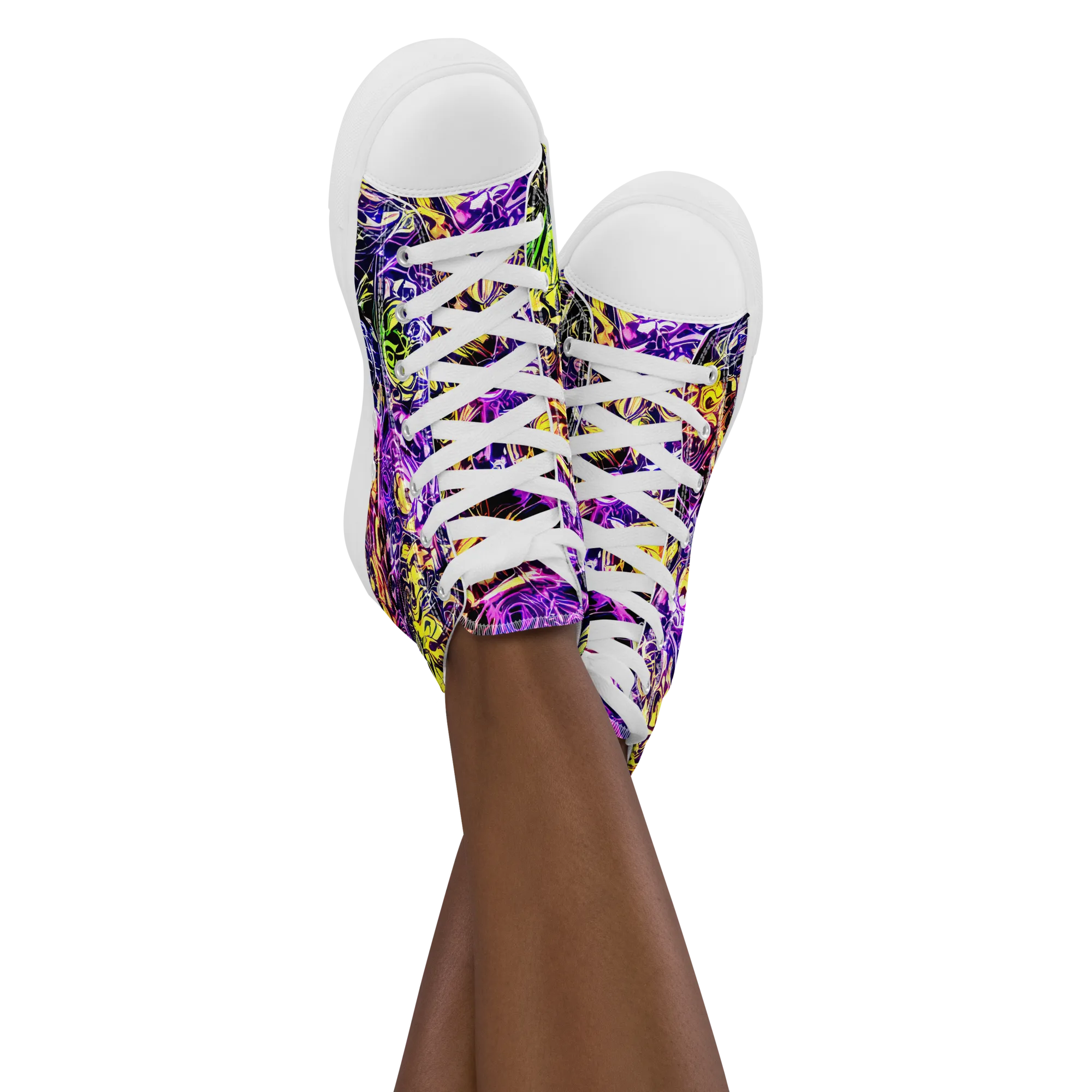 Psychedelic Prism on Women's High Top Canvas Shoes — Front