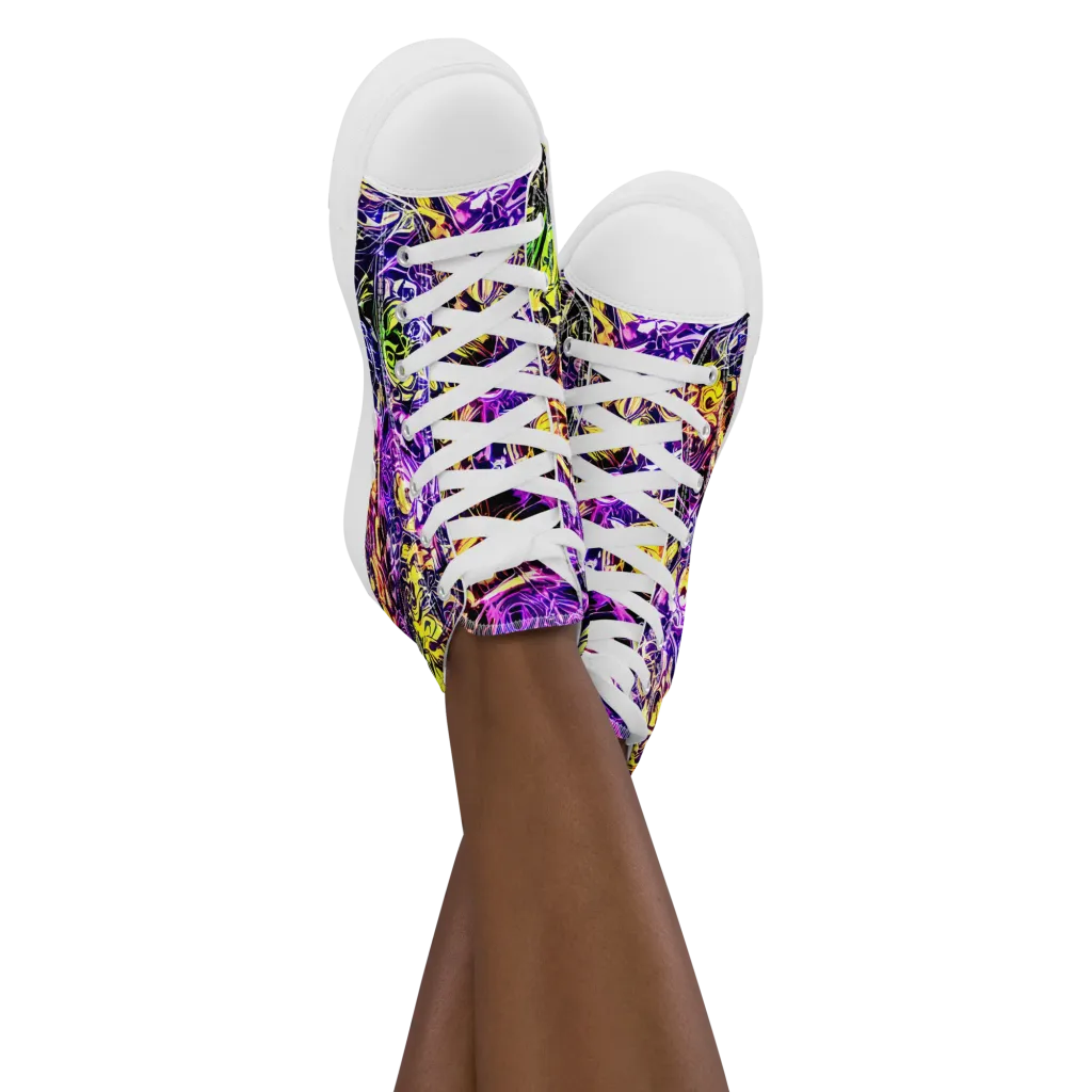 Psychedelic Prism on Women's High Top Canvas Shoes — Front