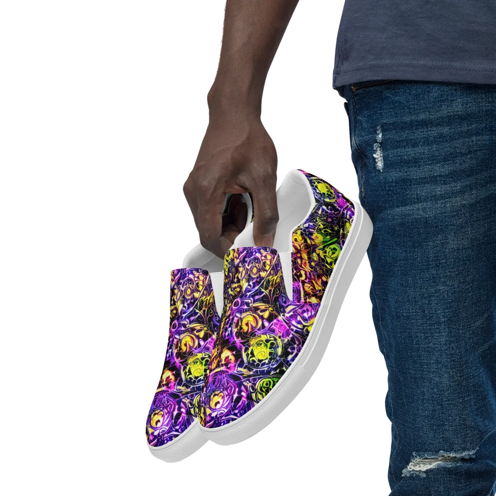 Psychedelic Prism on Men's Slip-On Canvas Shoes — Left Front