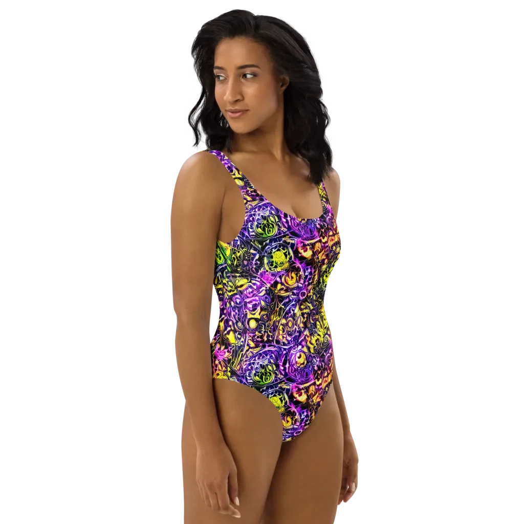 Psychedelic Prism on One-Piece Swimsuit — Right
