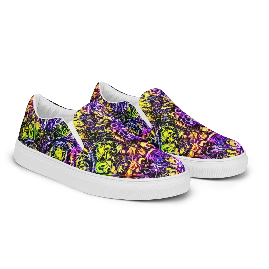 Psychedelic Prism on Women's Slip-On Canvas Shoes — Right Front