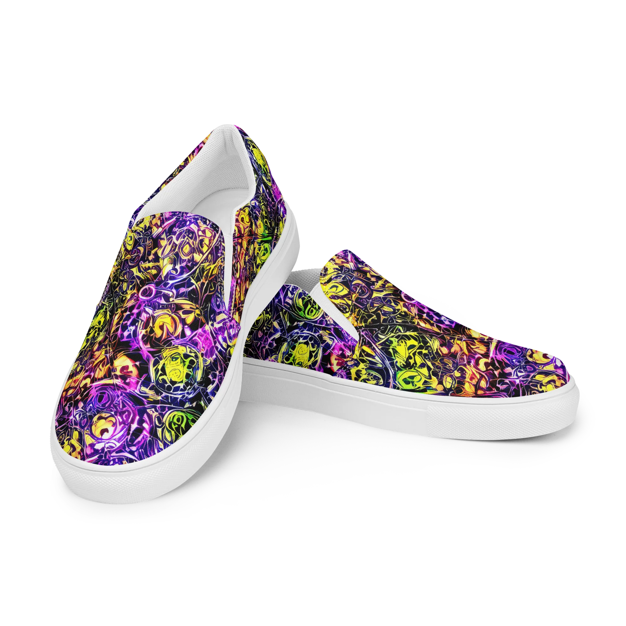 Psychedelic Prism on Women's Slip-On Canvas Shoes — Left Front