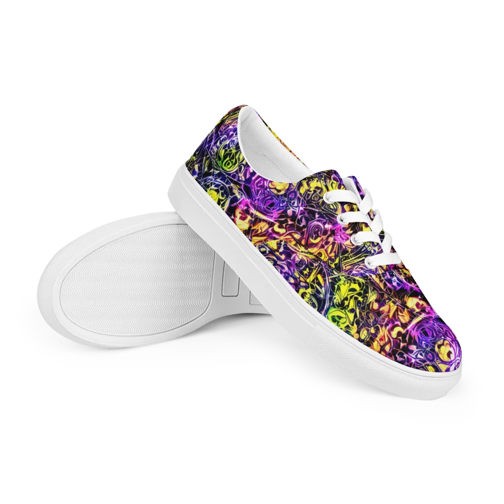 Psychedelic Prism on Men's Lace-Up Canvas Shoes — Right Front