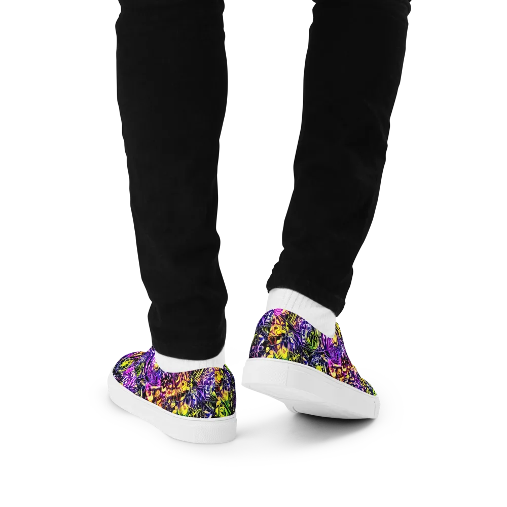 Psychedelic Prism on Men's Lace-Up Canvas Shoes — Back