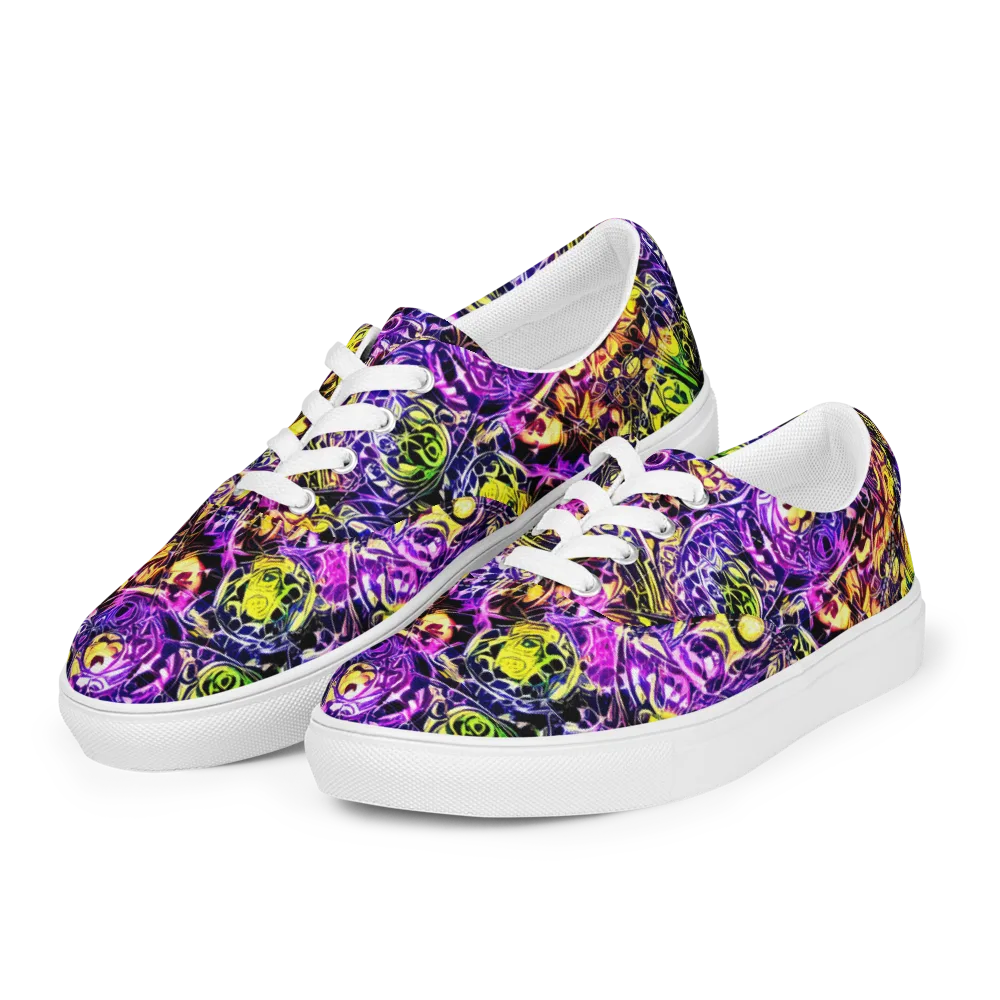 Psychedelic Prism on Men's Lace-Up Canvas Shoes — Left Front