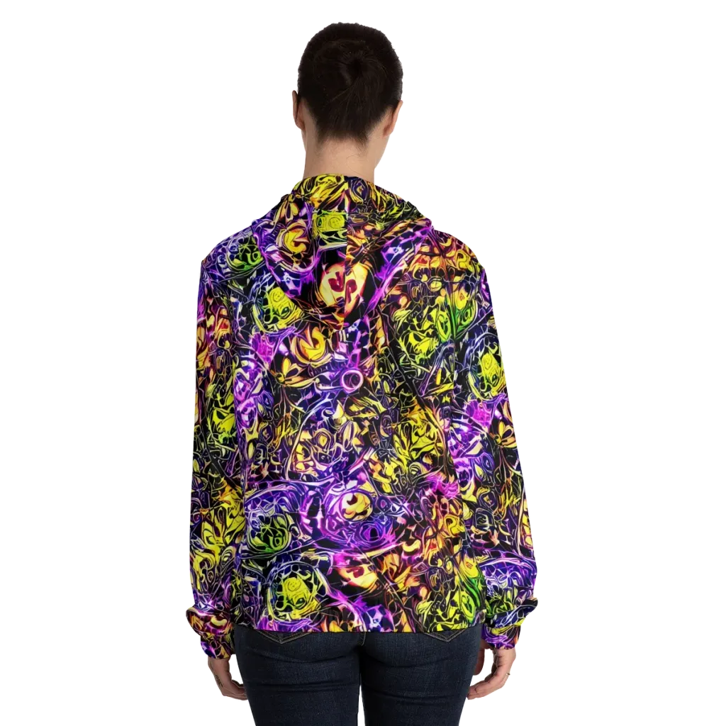 Psychedelic Prism on Women's Full-Zip Hoodie — Back On Person