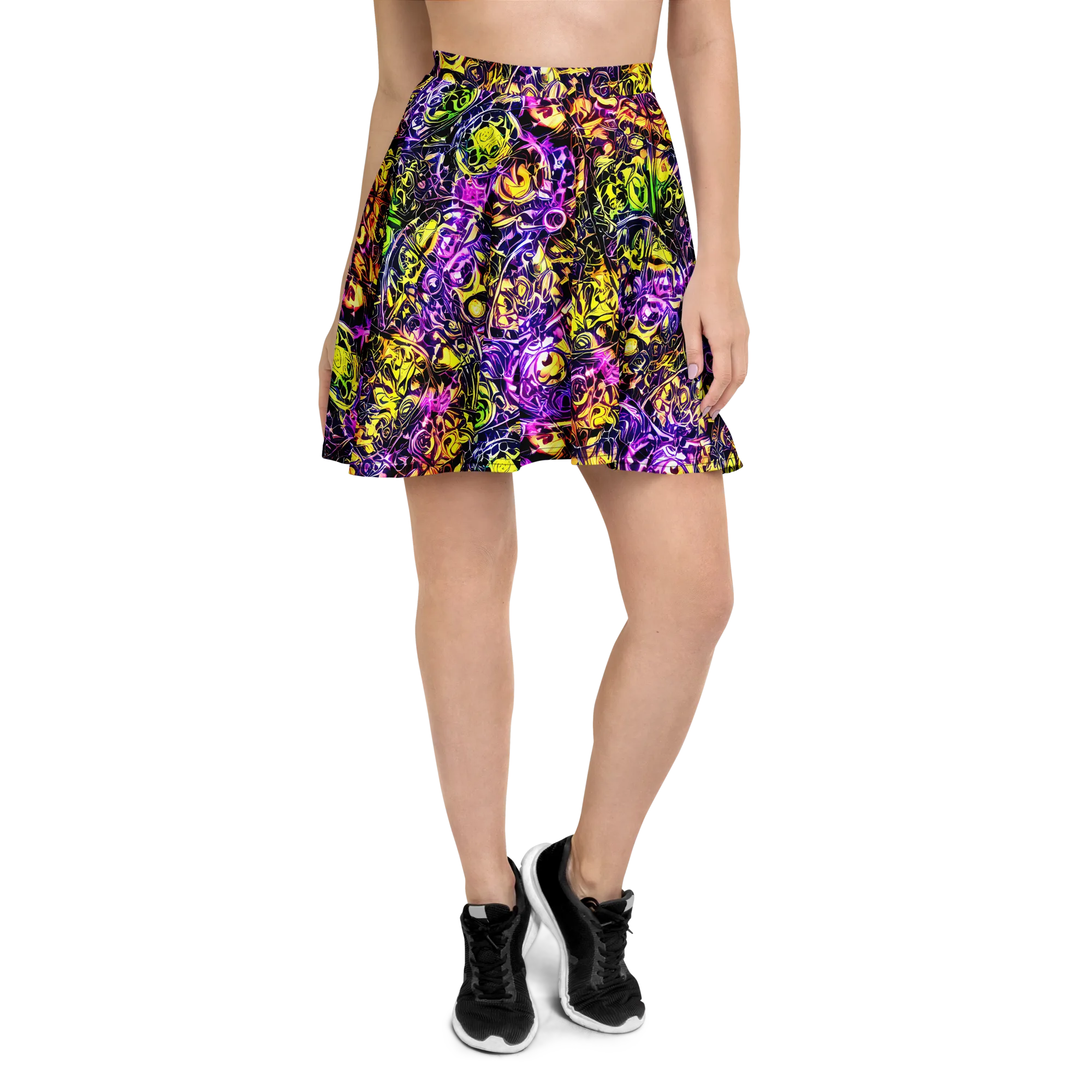 Psychedelic Prism on Skater Skirt — Front
