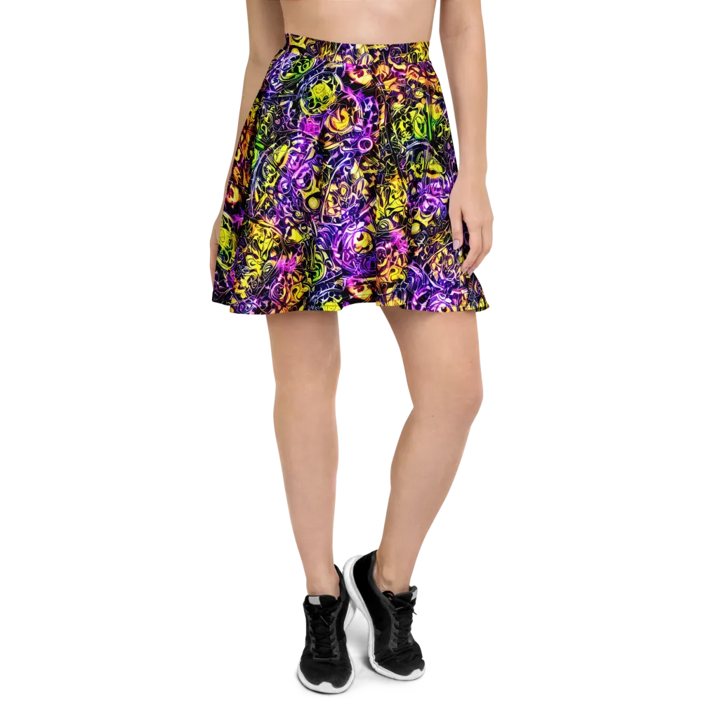 Psychedelic Prism on Skater Skirt — Front