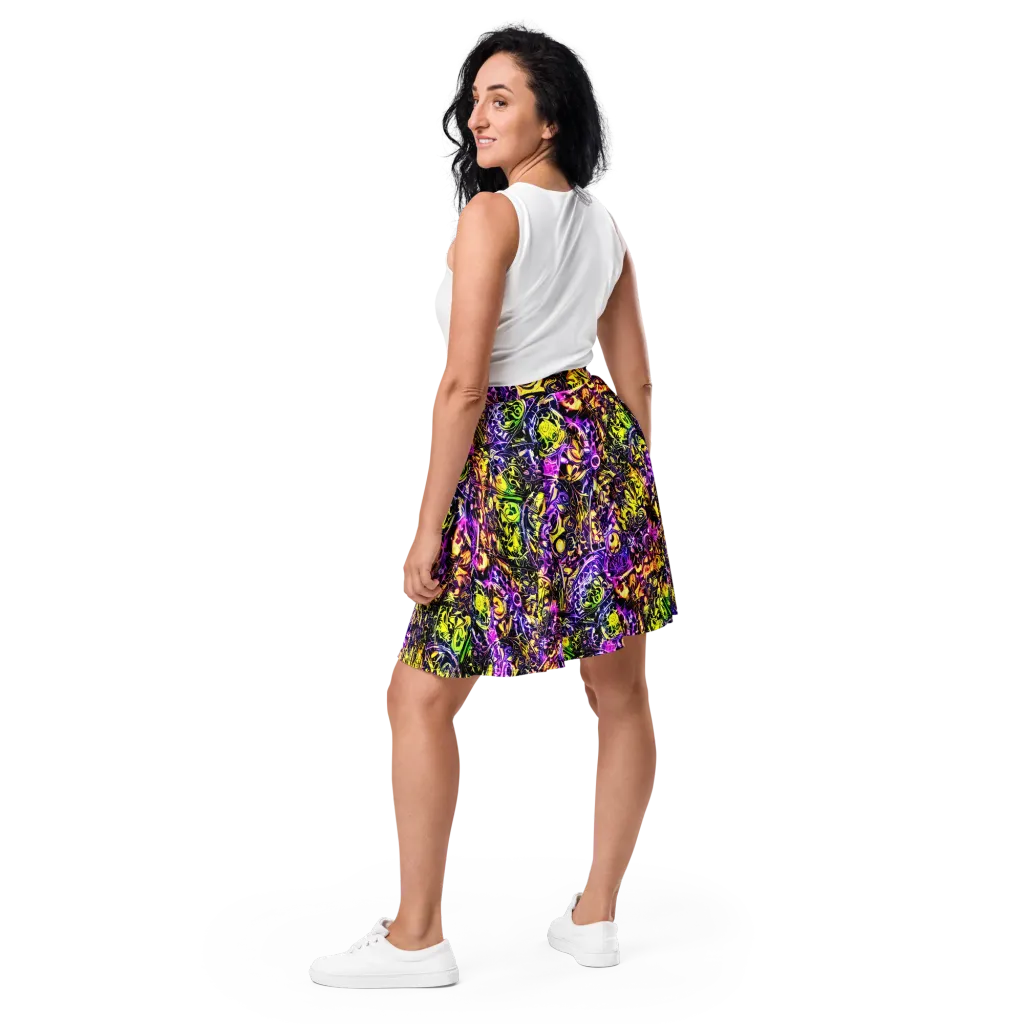 Psychedelic Prism on Skater Skirt — Back