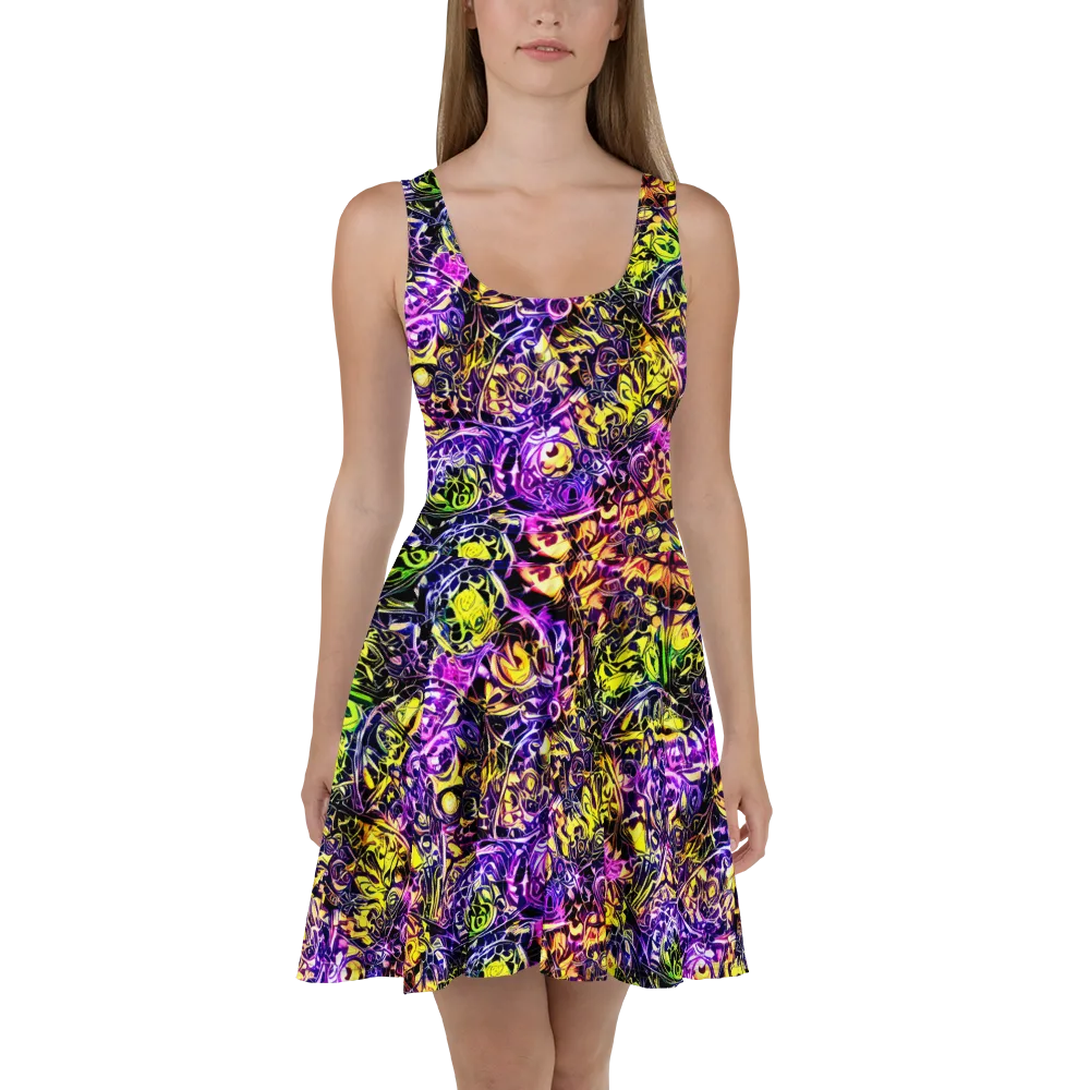 Psychedelic Prism on Skater Dress — Front