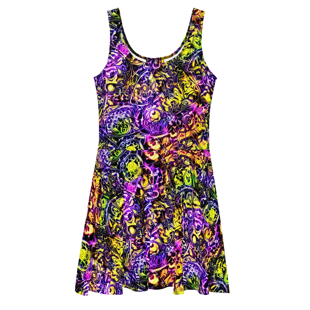 Psychedelic Prism on Skater Dress — Front