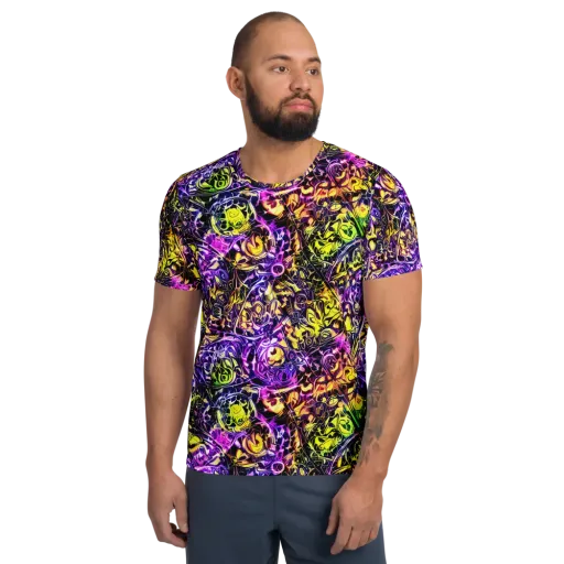 Psychedelic Prism on a Men's Athletic T-Shirt