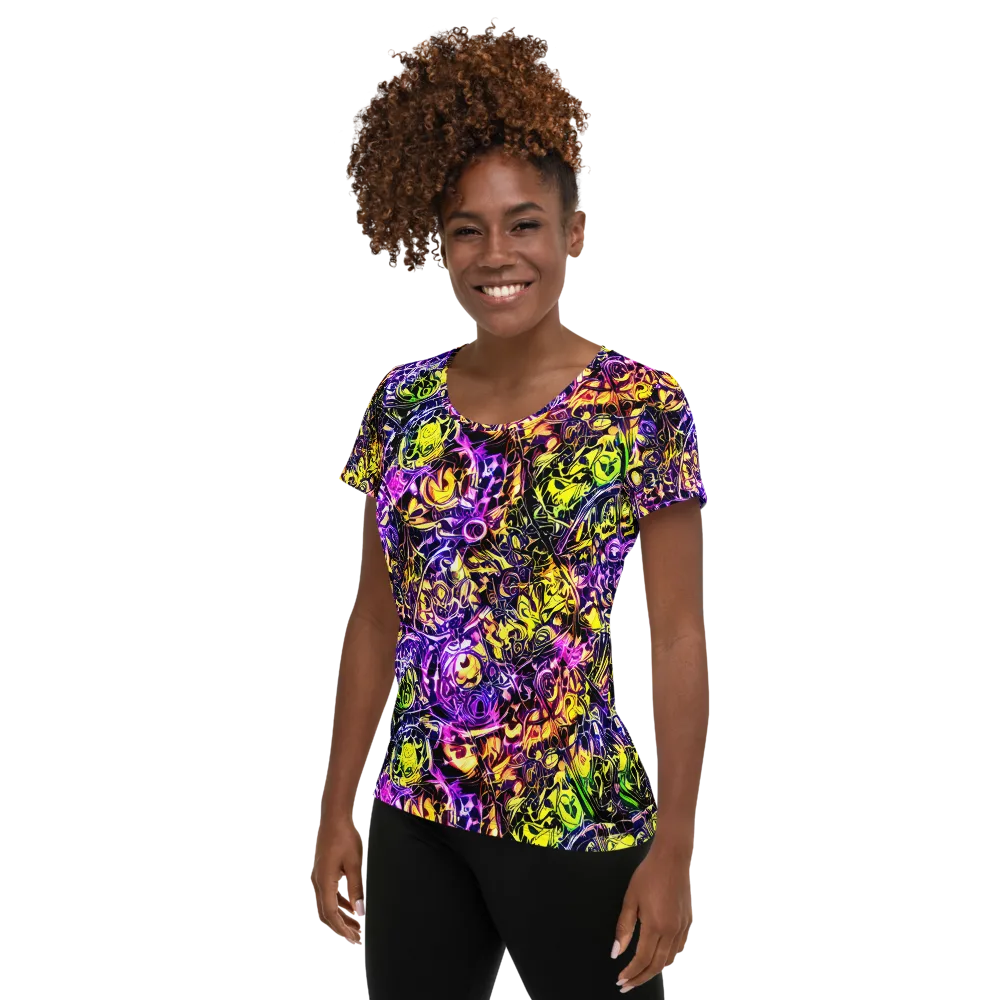 Psychedelic Prism on Women's Athletic T-Shirt — Left