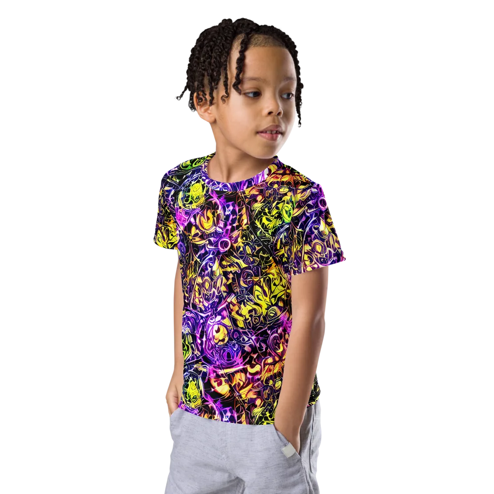Psychedelic Prism on Kids Crew Neck T-Shirt — Left Front