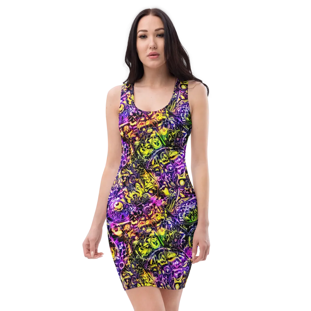 Psychedelic Prism on Bodycon Dress — Front