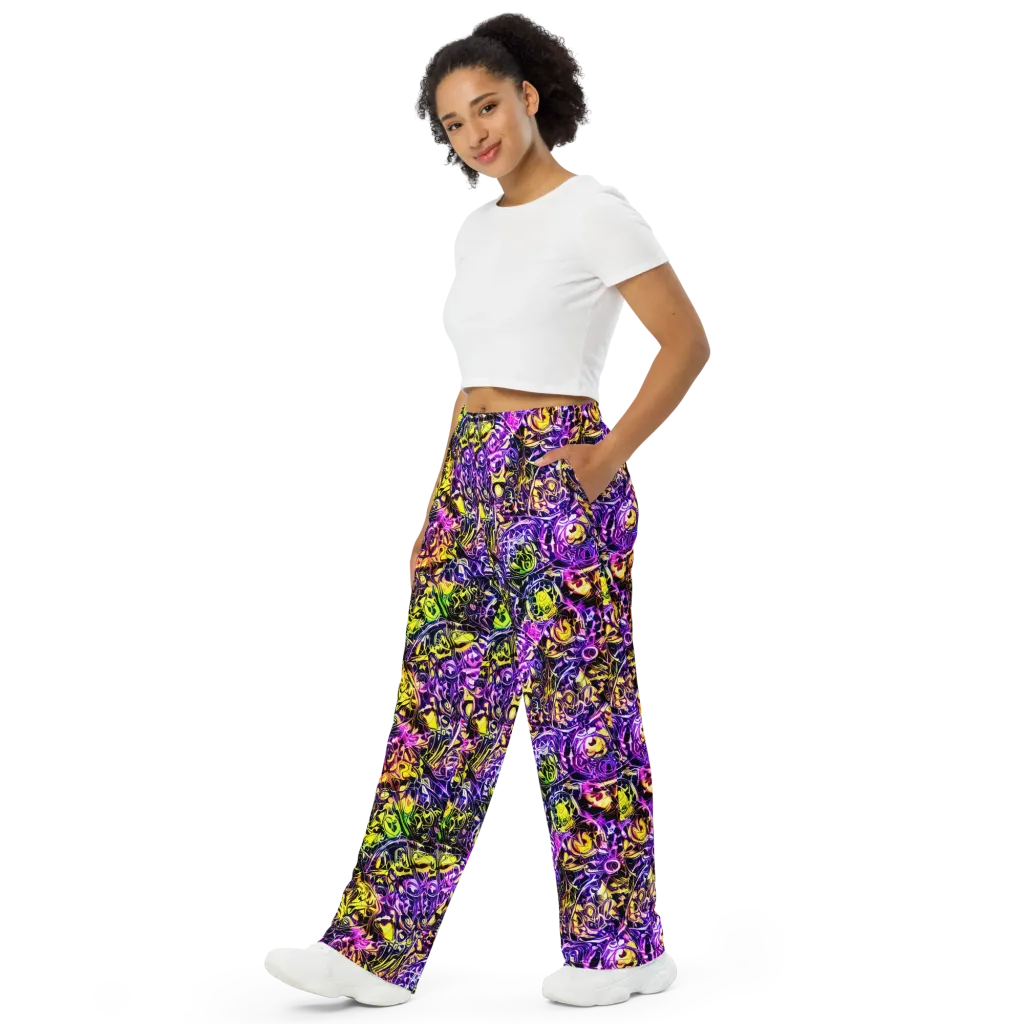 Psychedelic Prism on Wide-Leg Pants — Left Front
