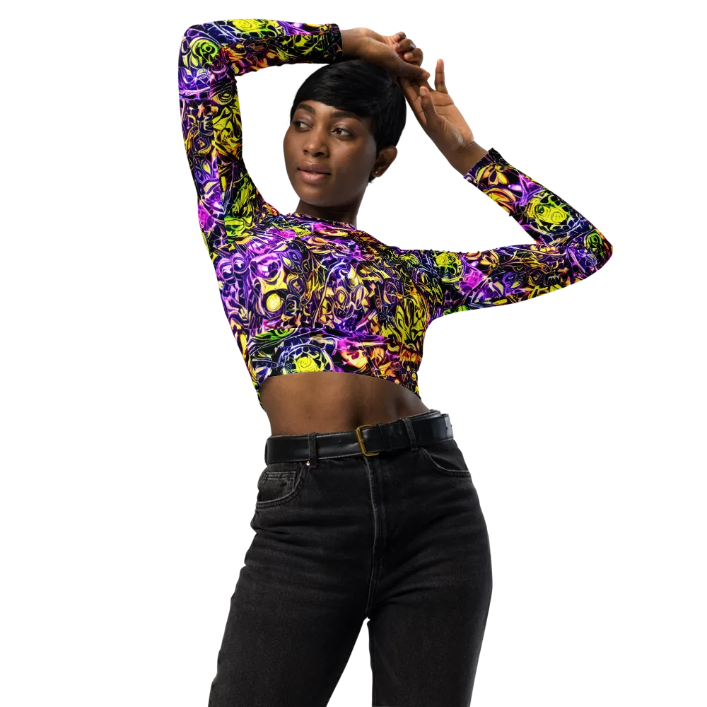 Psychedelic Prism on Long Sleeve Crop Top — Front