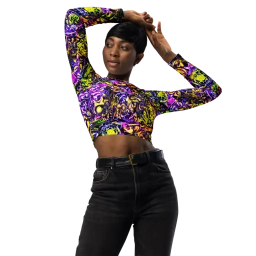 Psychedelic Prism on a Long Sleeve Crop Top