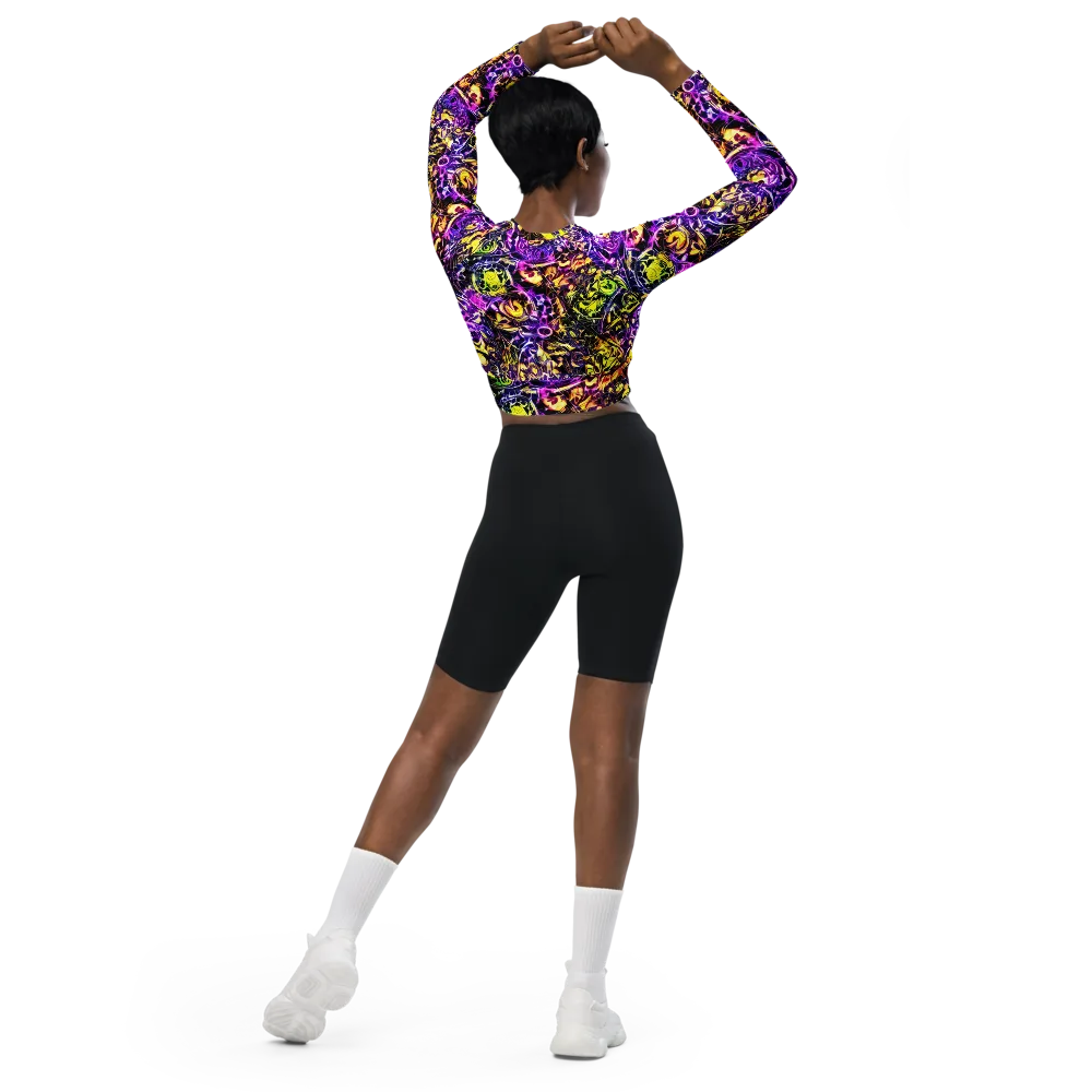Psychedelic Prism on Long Sleeve Crop Top — Back
