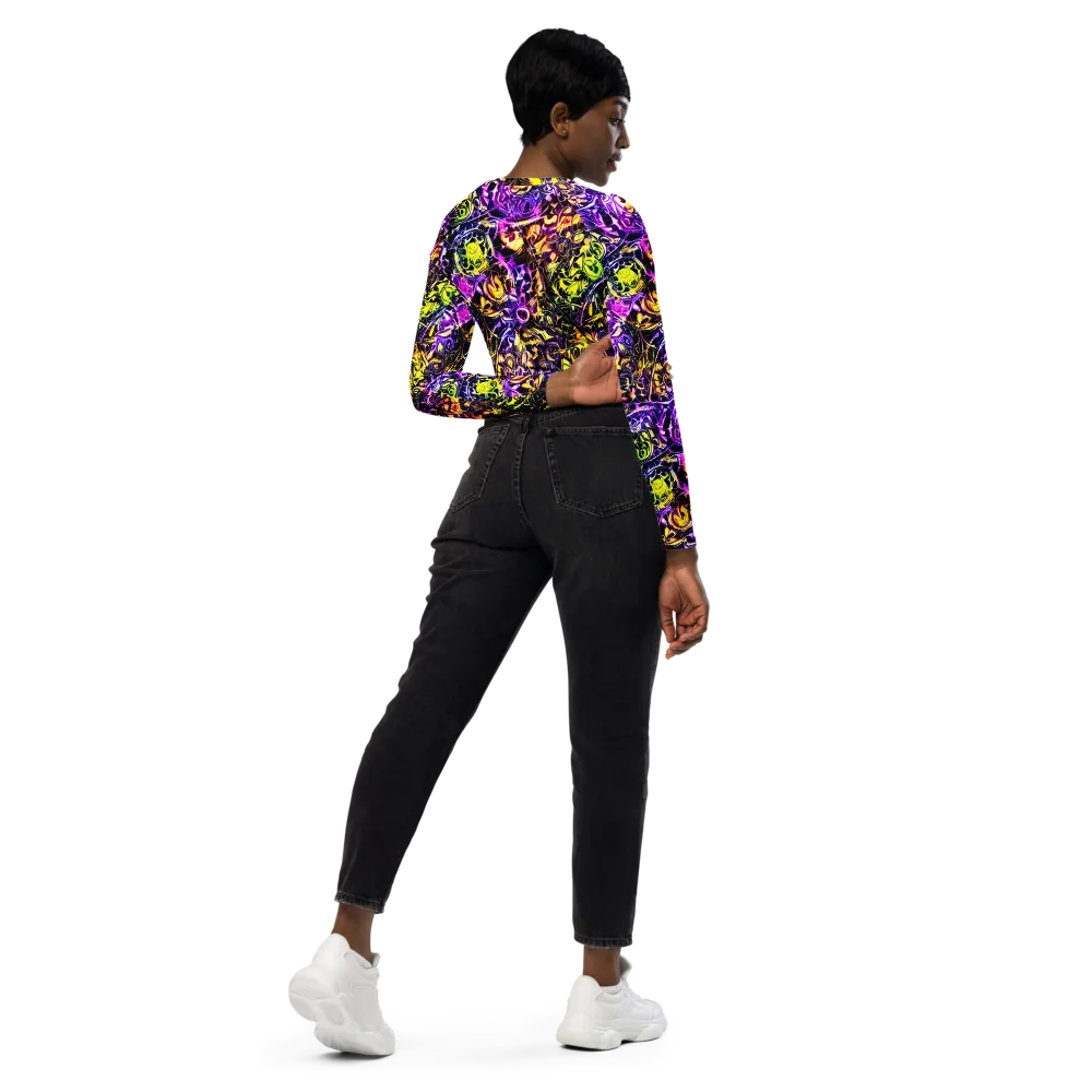 Psychedelic Prism on Long Sleeve Crop Top — Right Back
