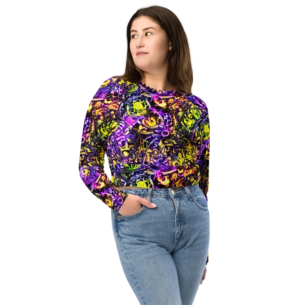 Psychedelic Prism on Long Sleeve Crop Top — Front
