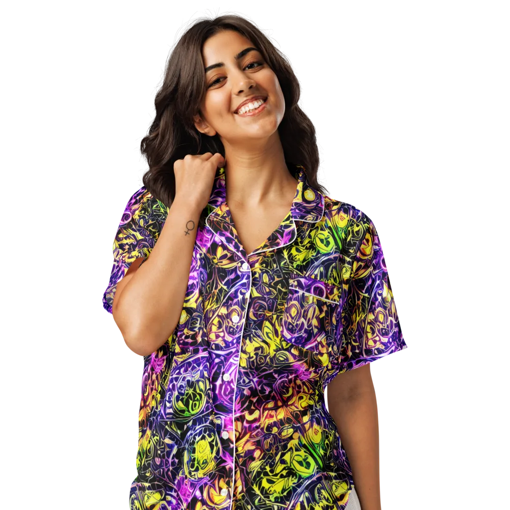 Psychedelic Prism on Women's Short Sleeve Pajama Top — Front