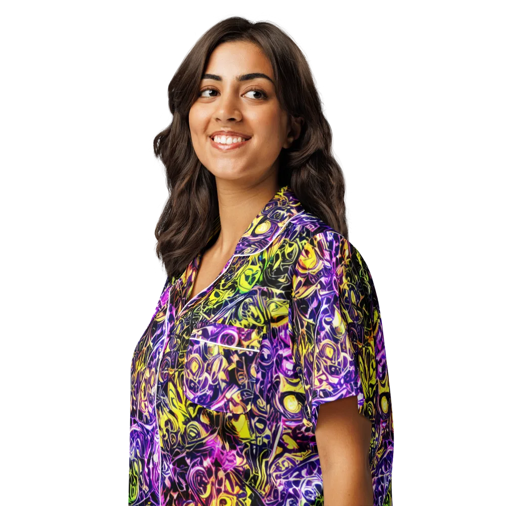 Psychedelic Prism on Women's Short Sleeve Pajama Top — Left Front