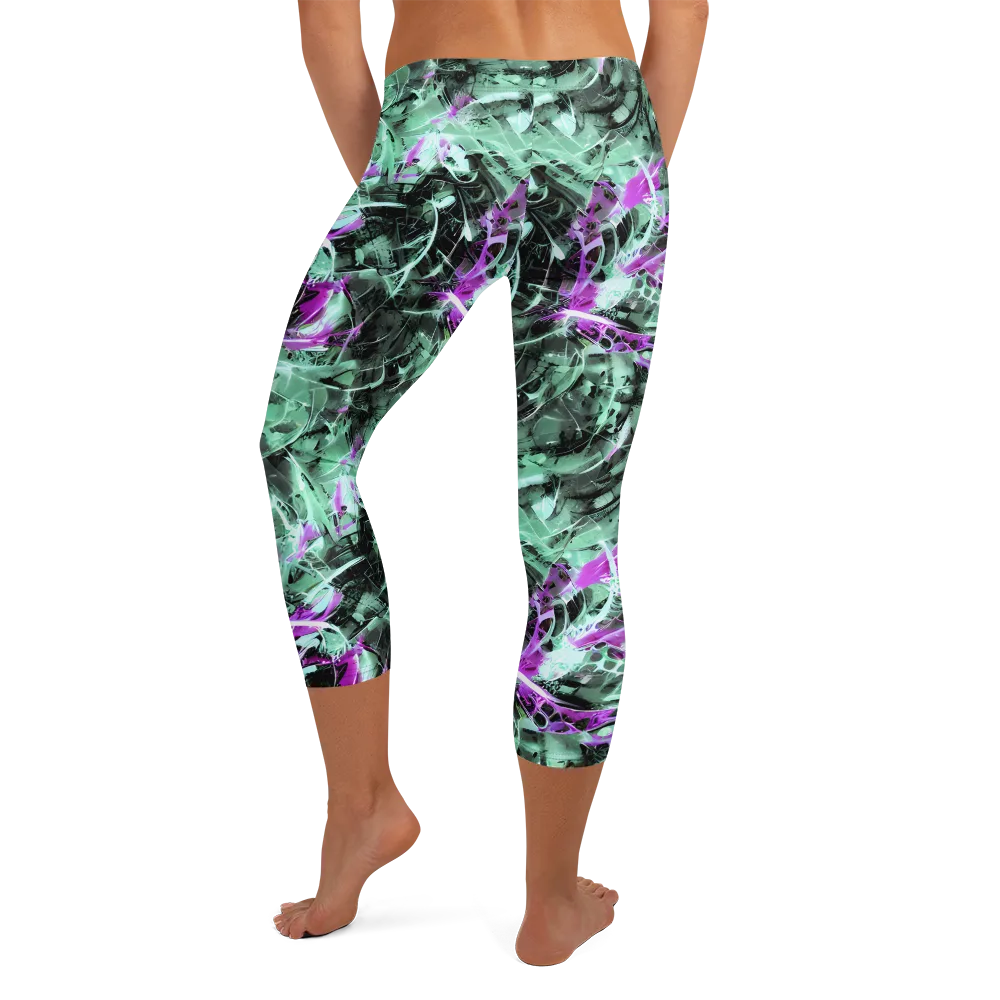 Amethyst Flux on Capri Leggings — Back