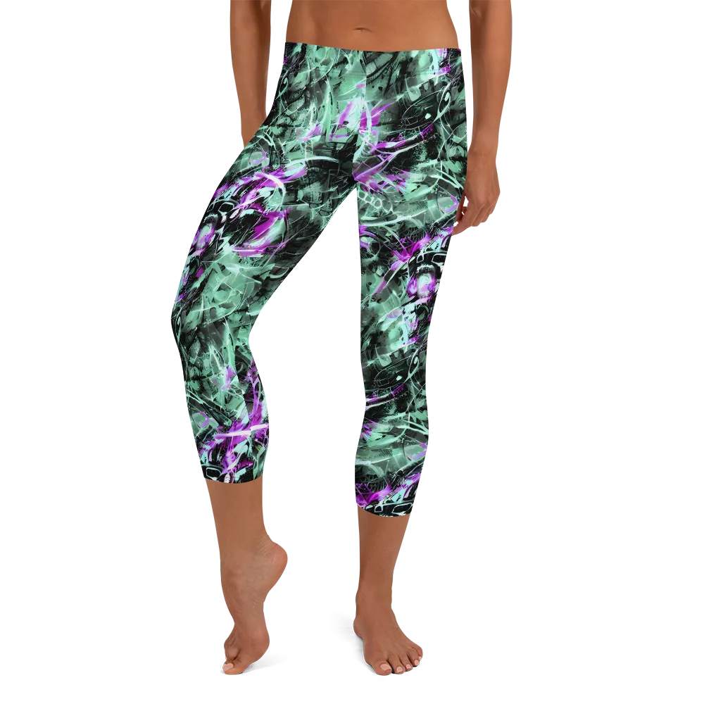 Amethyst Flux on Capri Leggings — Front