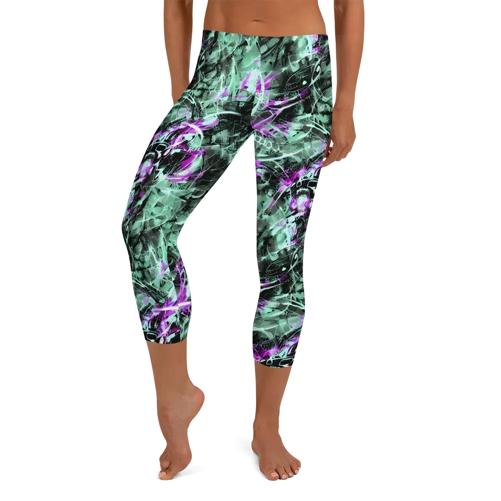 Amethyst Flux on Capri Leggings — Front