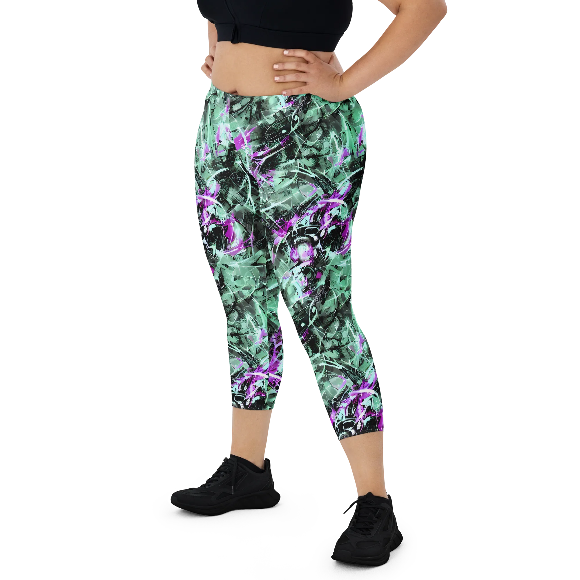 Amethyst Flux on Capri Leggings — Front