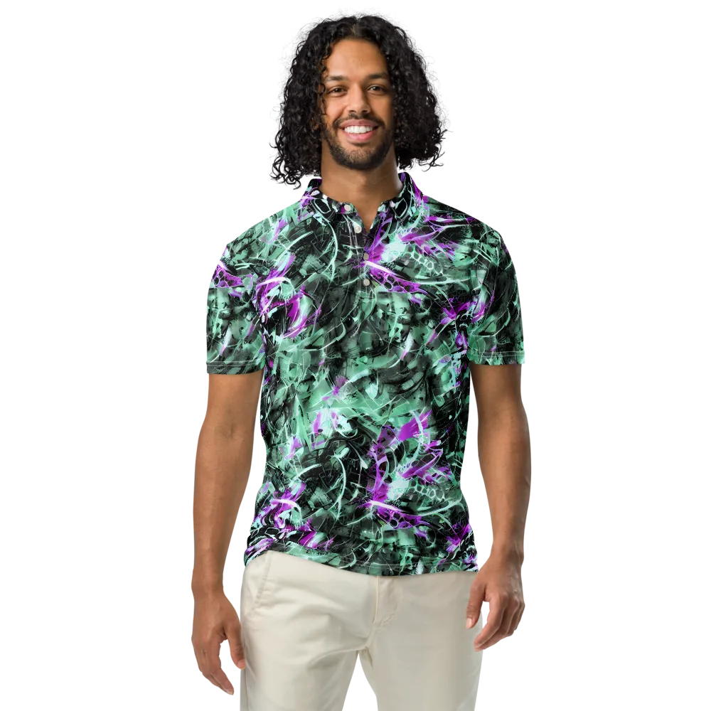 Amethyst Flux on Men's Slim Fit Polo Shirt — Front