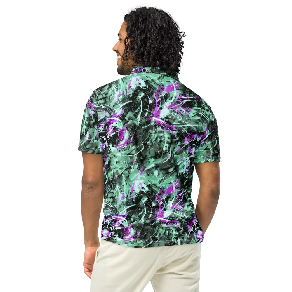 Amethyst Flux on Men's Slim Fit Polo Shirt — Back