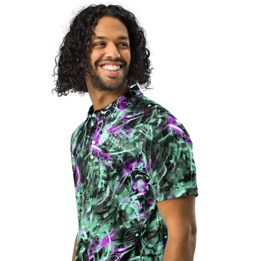 Amethyst Flux on a Men's Slim Fit Polo Shirt
