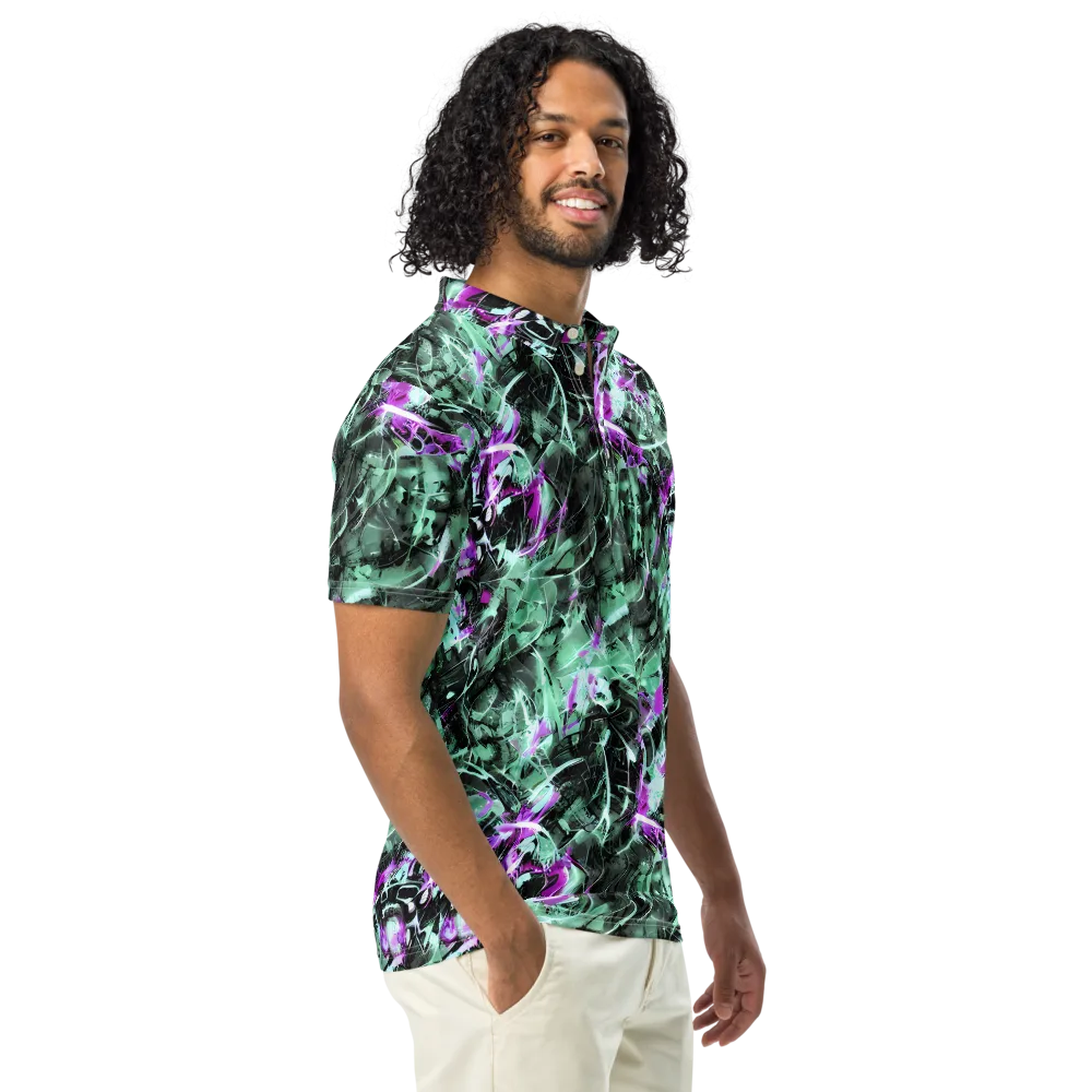 Amethyst Flux on Men's Slim Fit Polo Shirt — Right Front